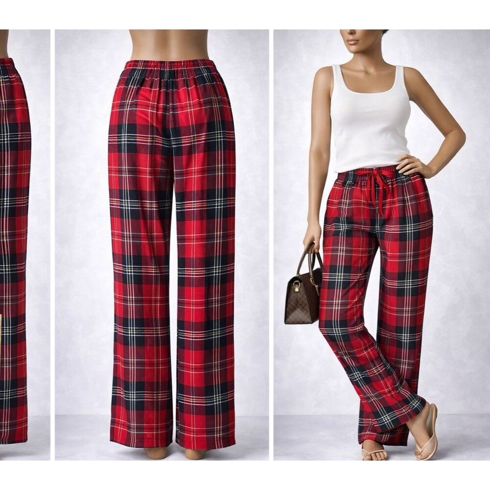 Victoria's Secret Flannel Pajama Sleep Pants Bottoms Women's XS Red Plaid Tartan